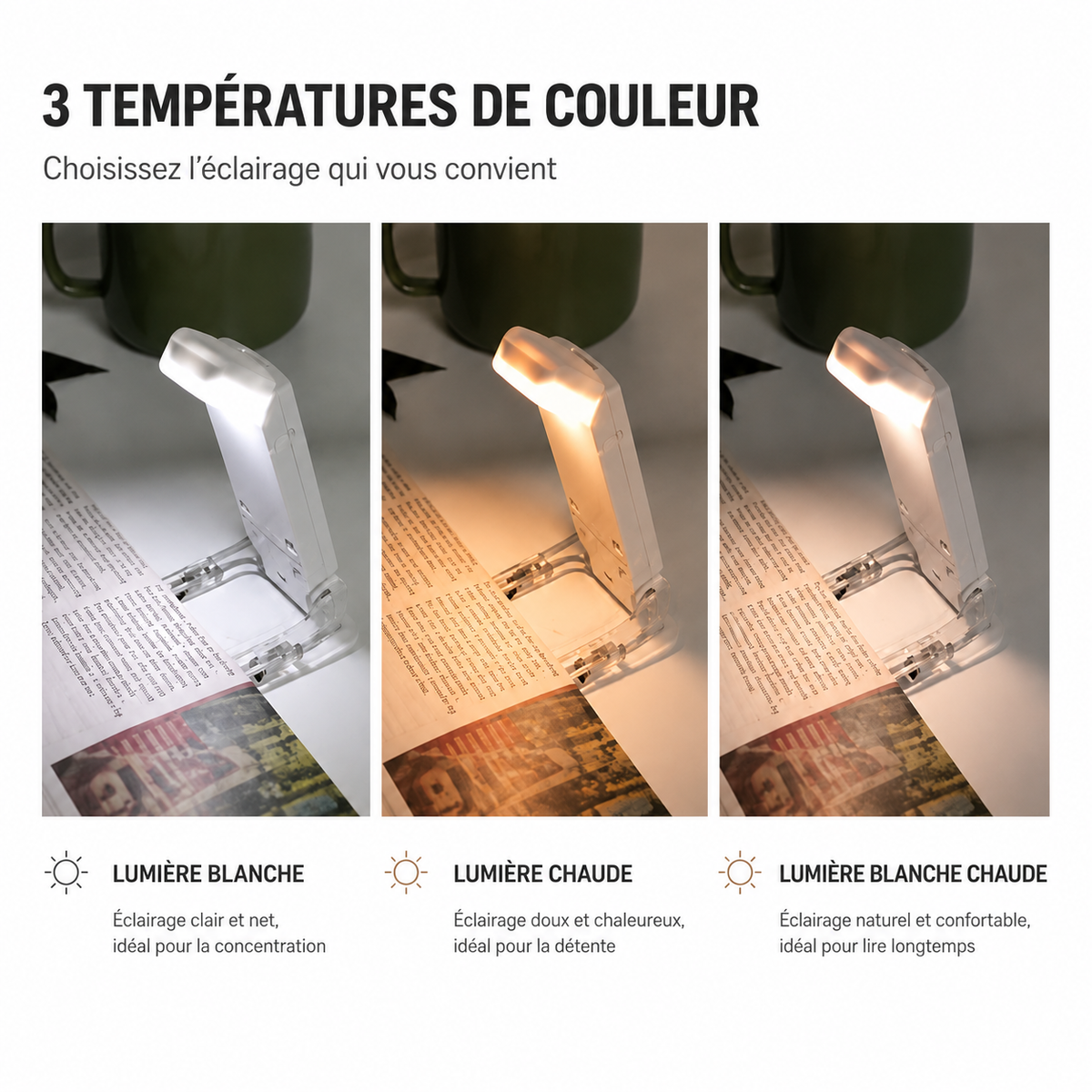 LumiClip - Lampe de lecture LED Rechargeable