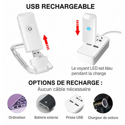 LumiClip - Lampe de lecture LED Rechargeable